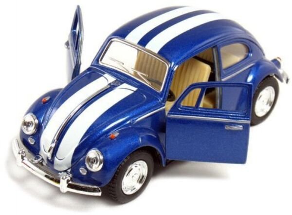 Diecast Volkswagen Beetle Vw Bug With Stripes 1:32 Blue