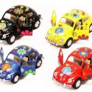 Diecast 4Pc Set 5" 1967 Volkswagen Beetle With Flowers Decals 1:32