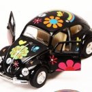 Diecast 5" 1967 Volkswagen Beetle With Flowers Decal 1:32 Black