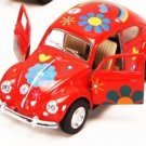 Diecast 5" 1967 Volkswagen Beetle With Flowers Decals 1:32 Red