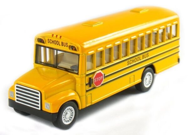 Diecast 5" School Bus Pull Back Action With Openable Doors