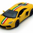 Diecast 5" Lamborghini Aventador Lp700 4 Stripes Car 1:38 Yellow