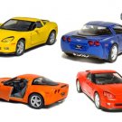 Diecast 5" 2007 Chevrolet Corvette Z06 Car 1:36 Chevy 4Pc Set
