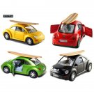Diecast Set Of 4 5" Volkswagen Beetle With Surfboard 1:32 Scale