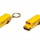 Diecast 2 Pcs 2.5 Inch Mini Yellow School Bus Key Chain Pull Back Action