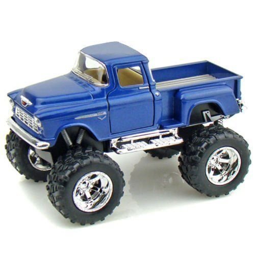 Diecast Off Road Big Foot Monster 1955 Chevy Stepside Pickuptruck 1:32 Blue 4X4