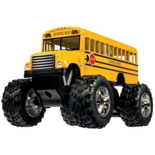 Diecast 5" Yellow School Bus Big Wheel Monster Kids