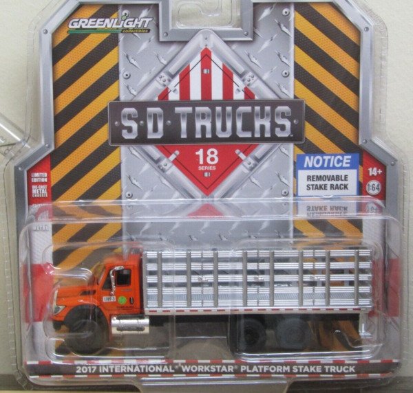 Diecast 2023 Orange/Silver 2017 Ih Workstar Platform Truck Sd Trucks 18 1/64