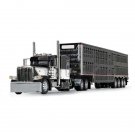 Diecast Dcp Black/White Peterbilt 389 63"Flattop Quad Cattle Pot 60 1653 1/64