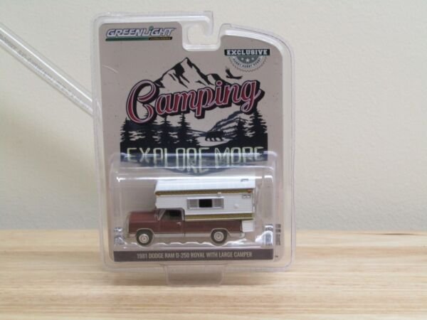 Diecast Dark Red 1981 Dodge Ram D 250 With Camper 1 64