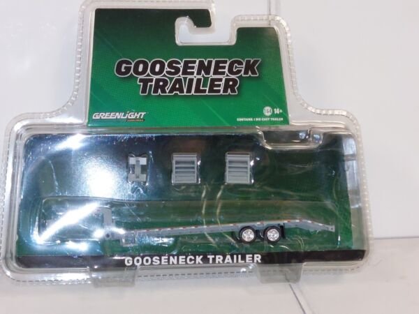 Diecast Dcp/ Gray Tandem Axle Gooseneck Trailer With Working Ramps 1/64
