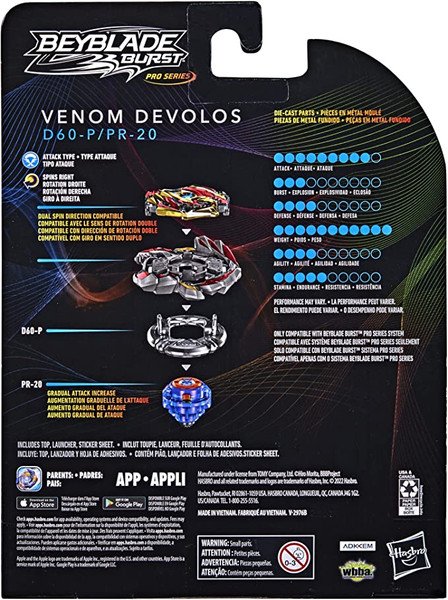 Venom Devolos Burst Quaddrive Pro Series Beyblade F4558 Toys