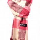 Plaid Pink Camel Womens Mens Winter 100% Cashmere Plaid Check Scarves Wool Scarf 72"x12"