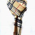 Plaid Beige White Womens Mens Winter 100% Cashmere Plaid Check Scarves Wool Scarf 72"x12"