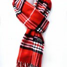 Plaid Red White Womens Mens Winter 100% Cashmere Plaid Check Scarves Wool Scarf 72"x12"