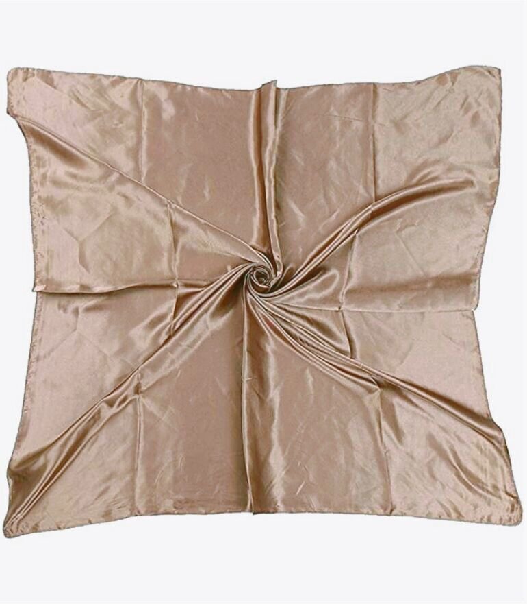Beige Satin Scarf Silk Large Square Feel Head Neck Wrap Solid Color Scarves Shawl 35"