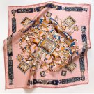 Pink Ornament Scarf Women 100% Pure Silk Square Neckerchief Bandanna Hair Scarf 21"x21"