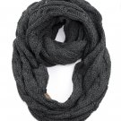 Dark Melange Gray Metallic Scarf Soft Chunky Warm Pullover Knit Long Loop Infinity Hood Cowl Scarf