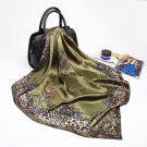 Green Leopard Fashion Scarf Women Print Silk Large Square Shawl 35"x35"