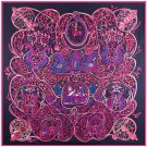 Purple Red Oversize Square Scarf Women's Pink Birds Twill Print Head Shawl Scarves 51" x 51"