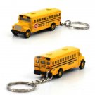 Diecast Set Of 2 Mini School Bus W/ Keychain Toys