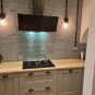 Glass Heat Resistant backsplash for Kitchen - Pre-Drilled Holes / splatters