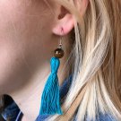 Blue Tassel Dangle Earring, Beaded Tassel, Handmade Jewelry, Lightweight