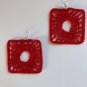 Red Geometric Crochet Earring, Handmade Jewelry, Lightweight