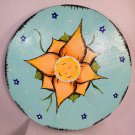 Hand-Painted Circular Canvas Flower Painting
