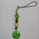 Handcrafted Bead Phone or Accessory Charm with Bright Green Theme