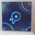 Hand-Painted Medium Square Canvas with Abstract Flower Design
