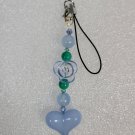 Handcrafted Bead Phone or Accessory Charm with Blue and Teal Theme