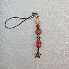 Handcrafted Bead Phone or Accessory Charm with Pink Theme