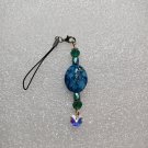 Handcrafted Bead Phone or Accessory Charm with Blue Theme