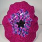 Handmade Metallic Crocheted Purple with Black Flower Beret Hat