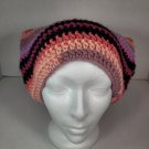 Handmade Crocheted Pink, Purple, and Black Striped Cat Hat