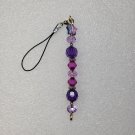 Handcrafted Bead Phone or Accessory Charm with Mainly Purple and Silver Theme
