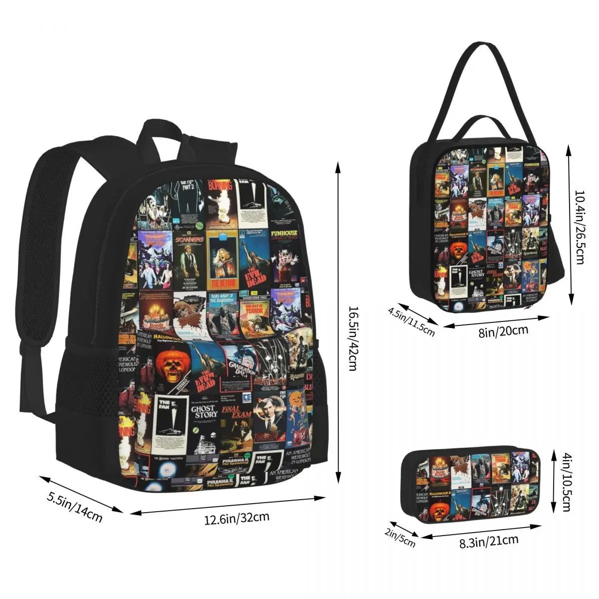 Retro Horror Vhs Artwork Backpacks Girls Bookbag Children Bags Kids