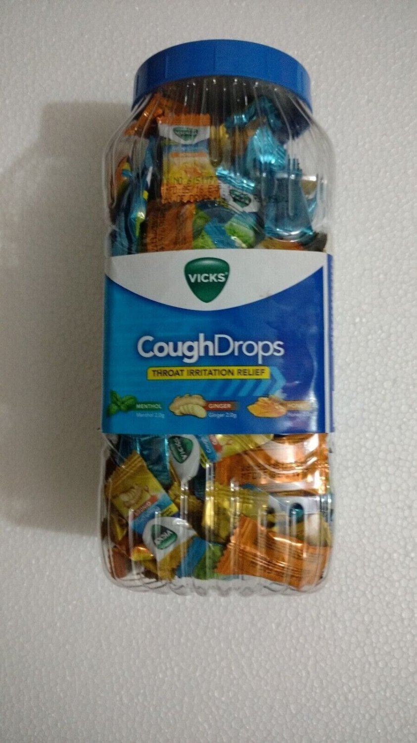 Vicks Cough Drops 3 Flavors Menthol, Honey & Ginger 190 Pcs FSW PACK OF 1