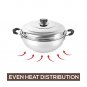 Stainless Steel Induction Base Idli Cooker and Multi Kadhai, 6 Plates, Silver