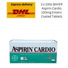 3 x 100s BAYER Aspirin Cardio 100mg Enteric Coated Tablets FREE EXPRESS SHIPPING
