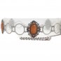 Women Vintage Silver Rustic Metal Chain Ethnic Style Belt Beige Flower Charm S M