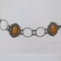 Women Vintage Silver Rustic Metal Chain Ethnic Style Belt Beige Flower Charm S M