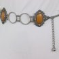 Women Vintage Silver Rustic Metal Chain Ethnic Style Belt Beige Flower Charm S M