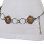 Women Vintage Silver Rustic Metal Chain Ethnic Style Belt Beige Flower Charm S M