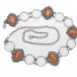 Women Vintage Silver Rustic Metal Chain Ethnic Style Belt Beige Flower Charm S M
