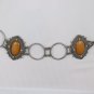 Women Vintage Silver Rustic Metal Chain Ethnic Style Belt Beige Flower Charm S M