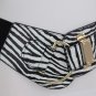 Women Black White Zebra Print Trendy Fashionable Hood Belt Gold Hook Buckle L XL