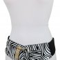 Women Black White Zebra Print Trendy Fashionable Hood Belt Gold Hook Buckle L XL