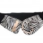 Women Black White Zebra Print Trendy Fashionable Hood Belt Gold Hook Buckle L XL